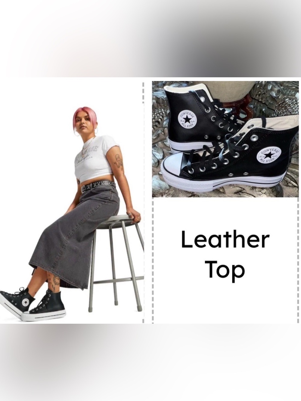 CONVERSE LEATHER Women's  CTAS Lift Hi Platform Shoes Size  6 Black